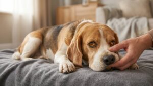 beagle con síntomas de colangiohepatitis canina